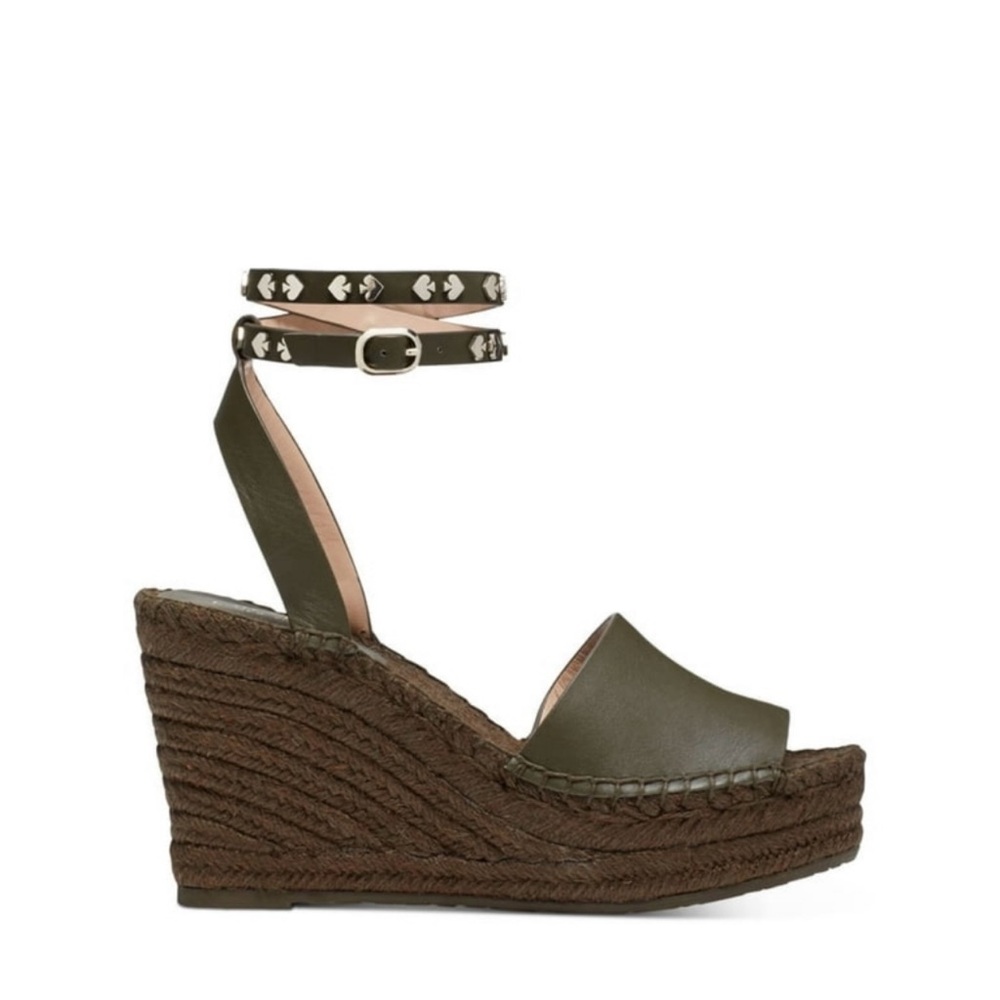 Kate Spade Green and Brown Wedges Elegant Style-Peat Moss